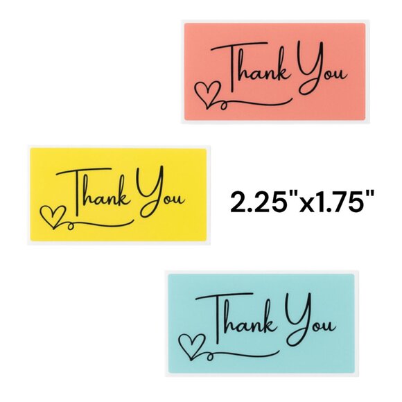 200 Thank You Stickers, Rectangle 2.25"x1.75" - Picture 2 of 6